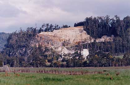 Quarrying operation for Mole Creek limestone